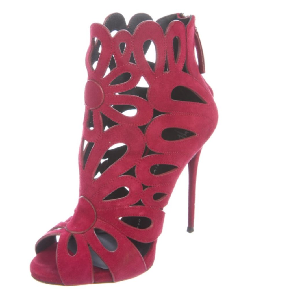 GIUSEPPE ZANOTTI Suede Cutout Accent Lace-Up Boots - Picture 4 of 5